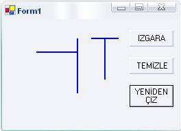 Dim kalem As Pen Dim ciz As Graphics Dim x, y, i, j As Integer Dim x1, y1, a, b, x2, y2 As Integer Dim tiklama As Integer = 1 Dim cizgi(100, 3) As Integer Dim k, s, t As Integer Private Sub