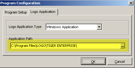 5. LcSetup.exe ekranında Logo Application tabındaki Application Path alanında Ticari Sistemin yüklü olduğu klasör belirtilmelidir. Not: Her iki tabdaki adres bilgileri silinip LcSetup.