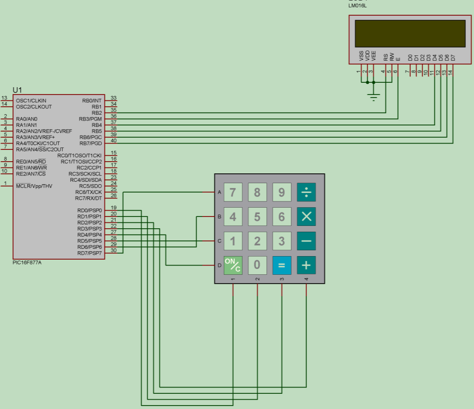 Örnek 11: tuş takımında basılan tuşu ekrana yazdıran uygulama program lablcd3 LCD_RS as sbit at RB2_bit LCD_EN as sbit at RB3_bit LCD_D7 as sbit at RB7_bit LCD_D6 as sbit at RB6_bit LCD_D5 as sbit at