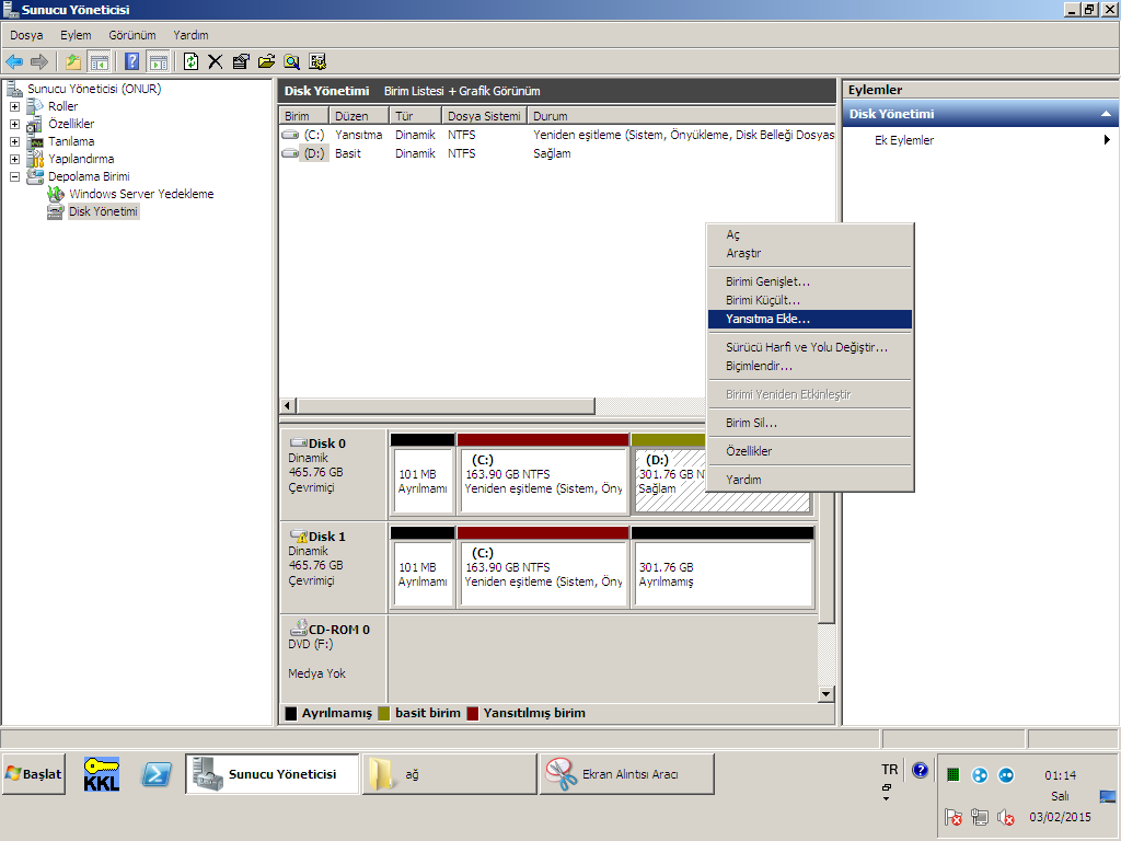 5. Örnekte görülen 101mb ayrılmış bölüm Windows'un açılışı ve kurulum işlemleri için