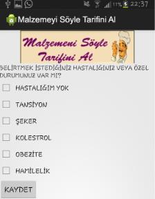 Uygulama kullanıcının sisteme girdiği hazırlanma ya da pişirme süresi bilgisine en yakın olan yemek seçeneklerinden önermektedir. kendisine yemek önerisinde bulunulur.