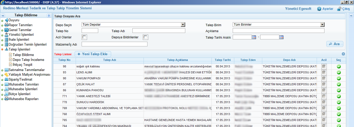 alabilme ve elektronik imza ile yazışmaları imzalama İhale dosyalarının sürecini takip ederek kullanıcılara e-posta/duyuru