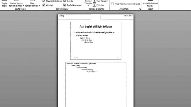 5. Ünite - Ofis Yaz l mlar -Sunu Programlar 121 fiekil 5.39 As l Notlar görünümü.