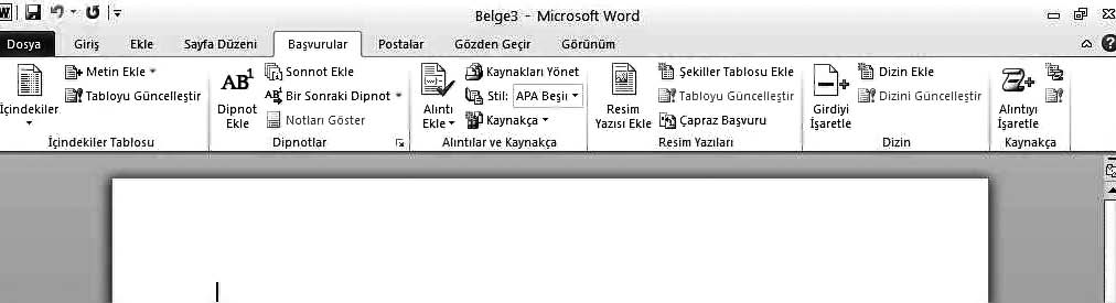 3. Ünite - Ofis Yaz l mlar -Sözcük fllemciler ve Belge Sistemleri 69 fiekil 3.26 Baflvurular sekmesi.