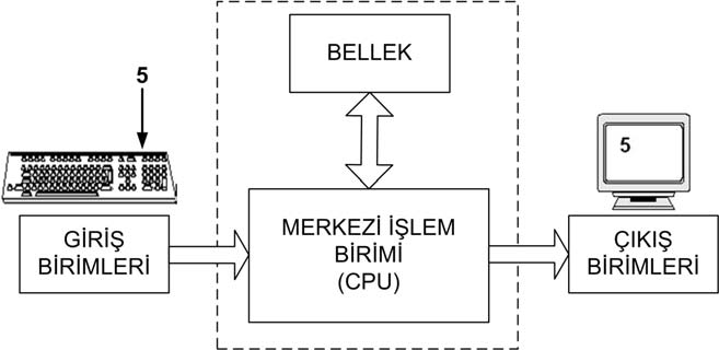 Çıkış işlemleri: Girilen ve işlenmiş bilgilerin kullanıcıya aktarılmasını sağlayan işlemlerdir.