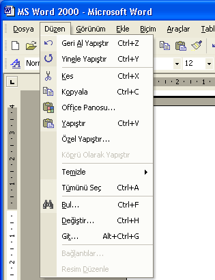Çıkış Açık olan MS Word programını kapatmak için kullanılan bir komuttur ve aynı komut Word penceresinin sağ üst köşesindeki çarpı işaretine bir defa tıklamakla da yapılabilmektedir.