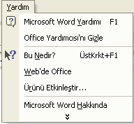 8 Pencere Menüsü Microsoft Word uygulaması ile açılmış olan bütün belgelerin görülebildiği ve belgeler arasında geçişin yapılabildiği bir menüdür.