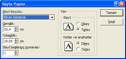 Dinleyici kopyaları sununun dinleyicilere dağıtılmak üzere hazırlanan çıktısıdır. Slaytların boyutlarında ayarlama yapılarak her sayfaya 2, 3, 4, 6, 9 slayt yazdırılabilir. 5.8.