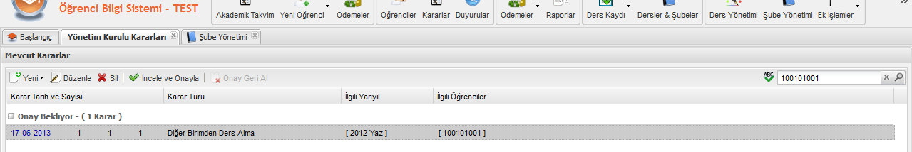 Kaydet Ekran 7 YKK girişi tamamlandığında girilen kararın hatalı olduğu anlaşılabilir.