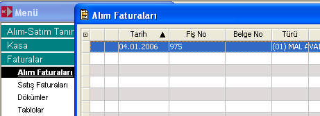 Fatura bölümü Alım Faturaları, Satış Faturaları olarak ikiye ayrılır.