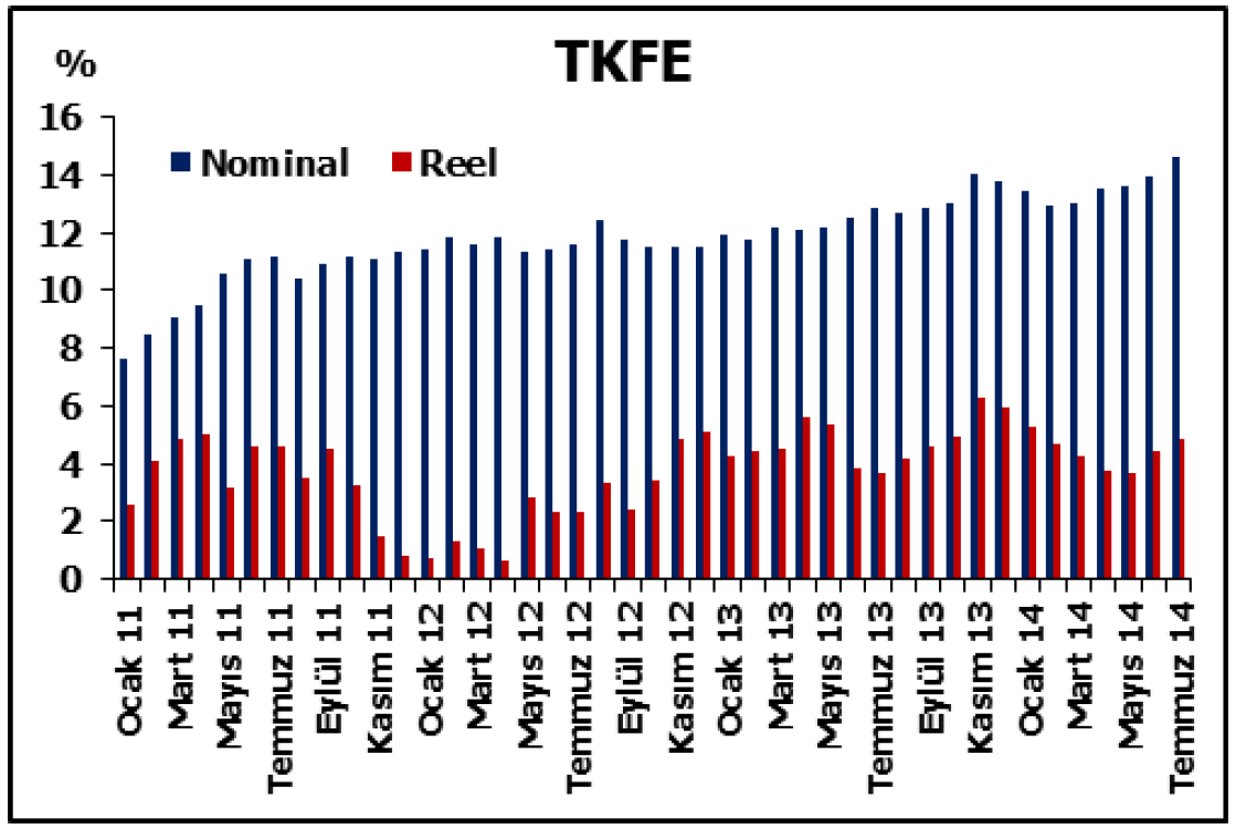 FAALİYET DÖNEMİNİN DEĞERLENDİRİLMESİ TKFE Yıllık Yüzde Değişim Oranları(2011-2014 Temmuz) Kaynak: TCMB Emlak piyasası açısından bu yu k o nem taşıyan u ç bu yu k ildeki (I stanbul, Ankara, I zmir)