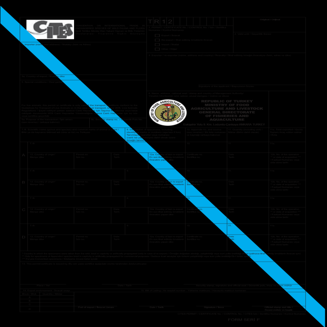 CITES belgesi, listelerinde yer alan yabani hayvan ve bitki türlerinin canlı, ölü veya bunlardan elde edilmiģ