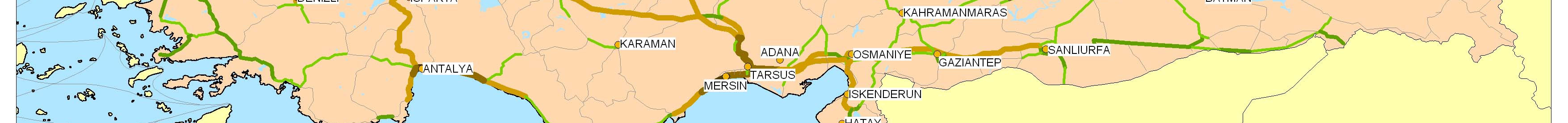 GAZIANT EP URFA MERSIN ISKENDERUN HAT AY Demiryolu yük trafik akımları, 2020 Rail freight flows Turkey 2020 Reference