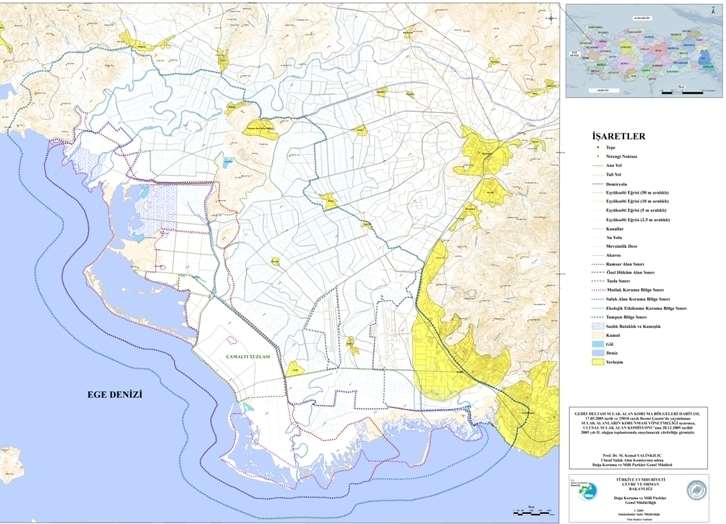 Şekil 1.1.2. Gediz Deltası nın Sulak Alan Koruma Bölgeleri sınırları. Deltada bu zamana kadar yapılan araştırma ve amatör gözlemlerde 290 kuş türü kaydedilmiştir.