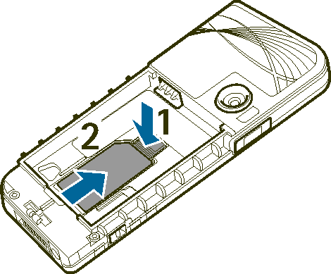 3. SIM kartý çýkarmak için SIM kartý serbest býrakma yerine basýn (1) ve SIM kart telefonun üst