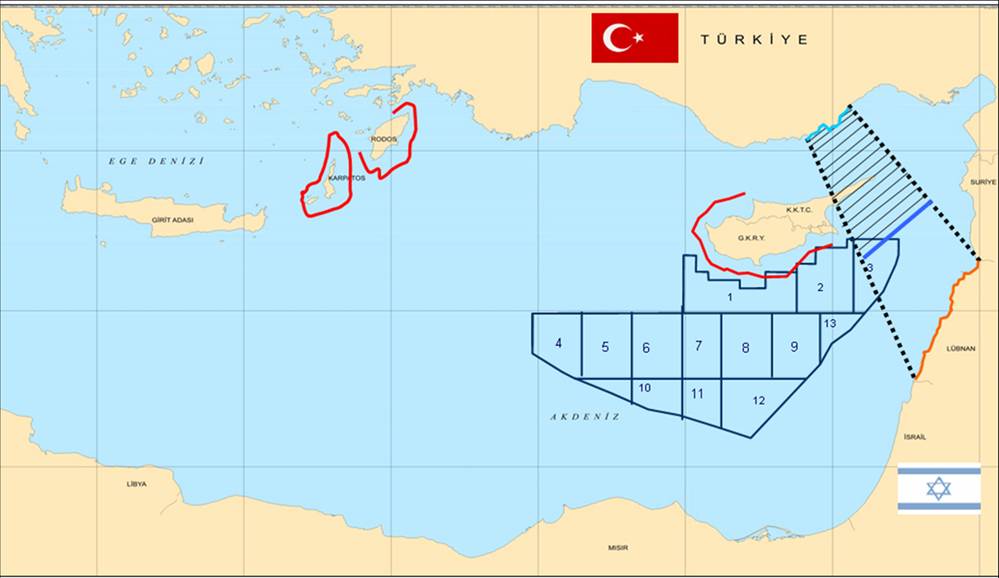 Doğu Akdeniz de Deniz Yetki Alanlarının Paylaşılması Sorunu ve Türkiye Bu durumda Kıbrıs Adasının etkisi sınırlandırılarak Türkiye ile Mısır arasında karşılıklı kıyıların tümü boyunca bir