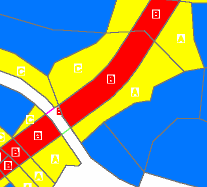 5. Grafik ekrandan güzergah sõnõrõ gösterildiğinde A,B ve C alanlarõ hesaplatõlmõş olacaktõr.