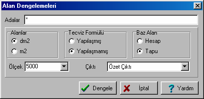 8. Tapu Alanlarõnõn Grafik Ekrana Aktarõlmasõ Parsel editörü içinde yer alan Dengeleme/Tapu Alanlarõnõ Grafiğe Aktar işlemi ile daha önce girilen tapu alanlarõ grafik ekrana aktarõlõr.