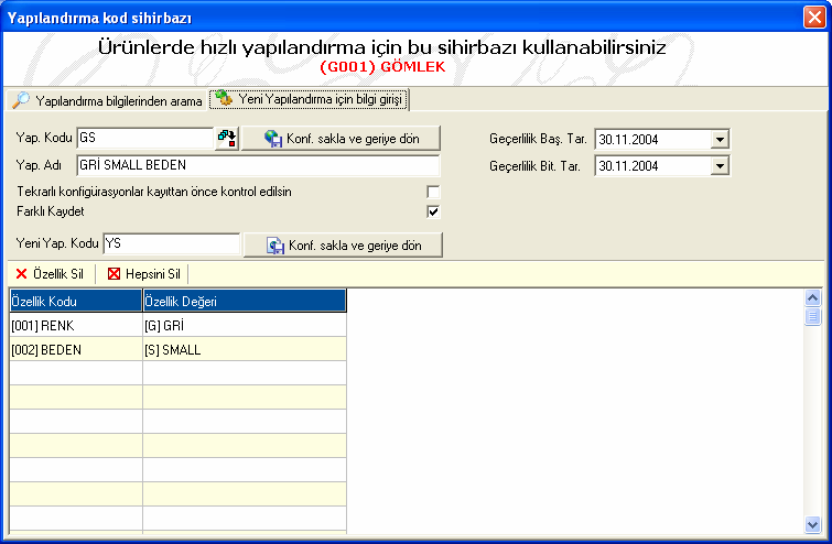 konfigürasyon kaydedilmeden önce, ilgili konfigürasyon özelliklerine ait daha önceden tanımlanmış konfigürasyon olup olmadığının kontrolünün yapılması için işaretlenmesi gereken seçenektir.