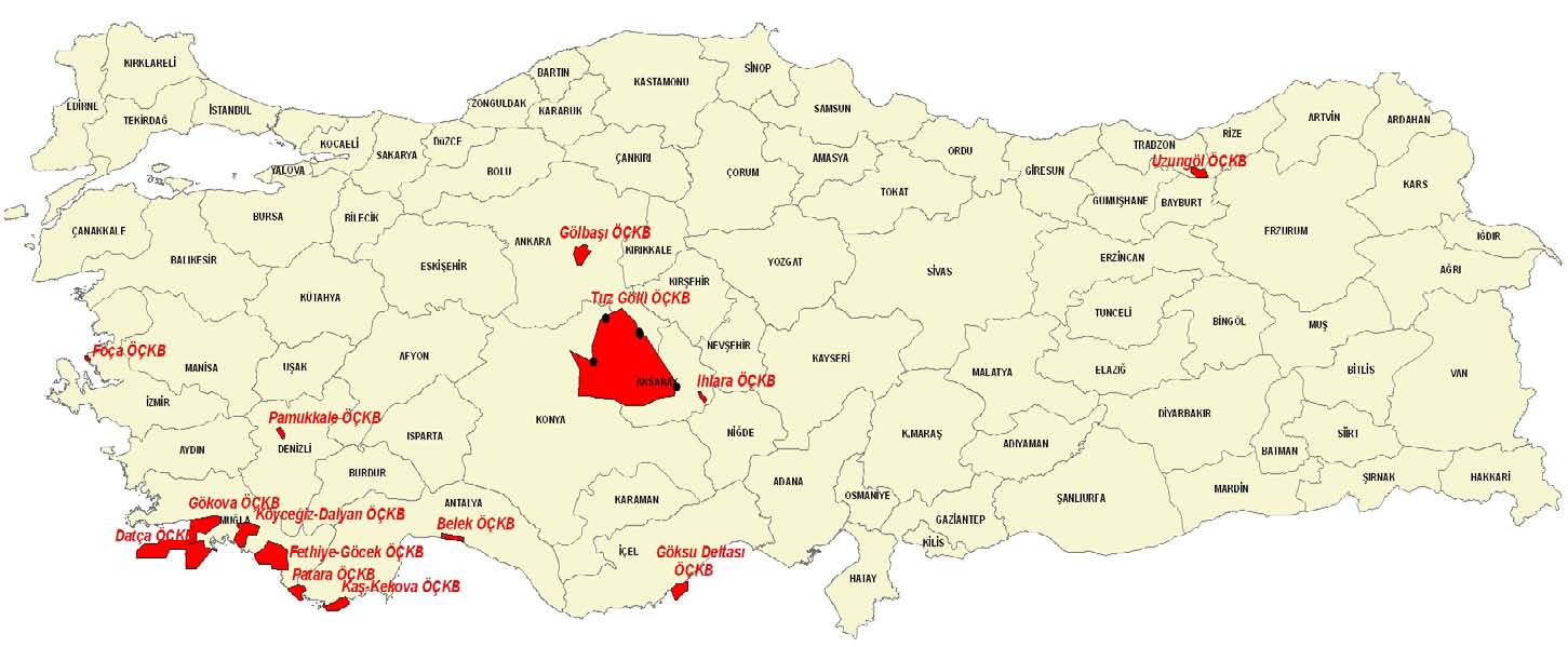 ÖZEL ÇEVRE KORUMA BÖLGELERİ Bölge İsmi İlan Tarihi Alanı Nüfus/ Türkiye Alanı Nüfus/ Türkiye (Km Bölge İsmi İlan Tarihi ) (Kişi) Yüzdesi (Km ) (Kişi) Yüzdesi Gökova 05.07.988 576.9 8. %0,0 Foça..990 7.