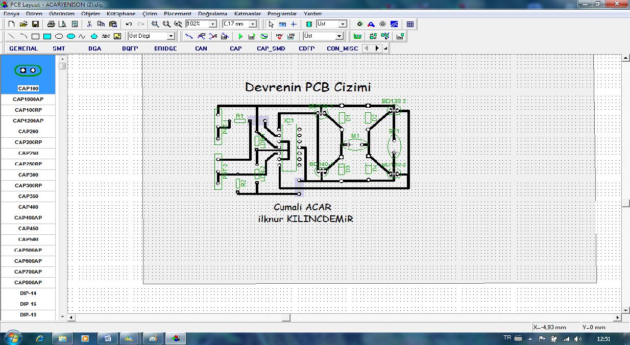 DipTrace İsis de çizilen devre DipTrace Aras a aktarılarak devrenin PCB sini oluşturulur.