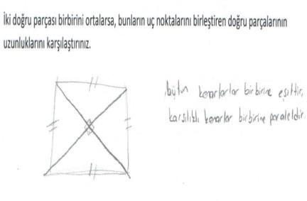 Tersine olarak öğrencilerin çoğunun şeklin hazır olarak verildiği soruyu doğru çözdüğü tespit edilmiştir. 3.2.