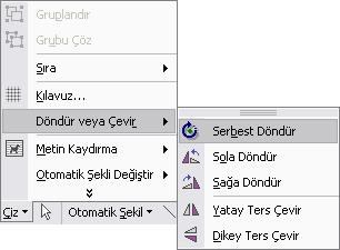 Birden fazla çizim nesnesini seçtikten sonra bu nesneleri birbirlerine hizalamak veya sayfada konumlandırırken düzenli dağıtmak için Çizim Araç Çubuğu - Çiz- Hizala veya Dağıt komutunu