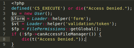 /concrete/tools/files/delete_set.php dosyasını açtık ve evet 42 ve 43. satırlarda aradığımız kodları bulduk. Şimdi ise $form nesnesi nereden geliyor? Sorusuna cevap vermeliyiz. delete_set.