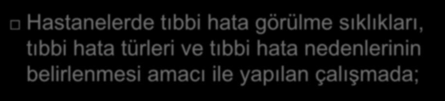 Özata, Altunkan (2010) Hastanelerde tıbbi hata görülme sıklıkları, tıbbi