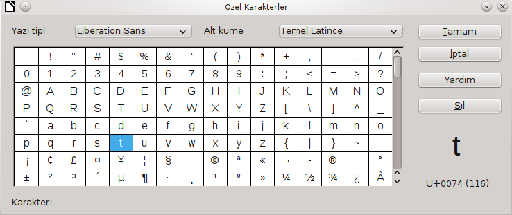 Özel karakterler eklemek Özel bir karakter standart Türkçe (veya İngilizce) klavyede bulunmayan karakterdir. Örneğin,, ¾, æ, ñ, ø, (İngilizce için ç, ö, ş, ğ) özel karakterlerdir.