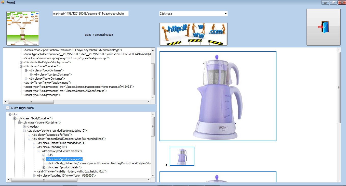 Treeviewde oluşmuş olan etiketlere tıklandığında etiketin içermiş olduğu sayfa bilgisi webrowser de gösterilmektedir. Resim 7.3.