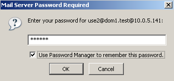 Sol listede user2@dom1.test seçeneği altındaki Inbox ikonuna tıkladığınızda, Thunderbird IMAP sunucumuz olan 10.0.5.141 makinesine bağlanmak isteyecektir. Bağlanma esnasında user2@dom1.