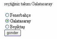 Örnek: Yukarıdaki aynı örneği DropDownList kullanarak deneyin RADIOBUTTON: tanımlanmış bir grup içinden yalnız birini işaretlememize izin veren kontroldür.