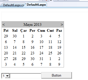 <asp:textbox id="textbox1" runat="server"></asp:textbox> <asp:button id="button1" runat="server" Text="Randevu Ekle"></asp:Button> </p> <p> <asp:calendar id="calendar1" runat="server"