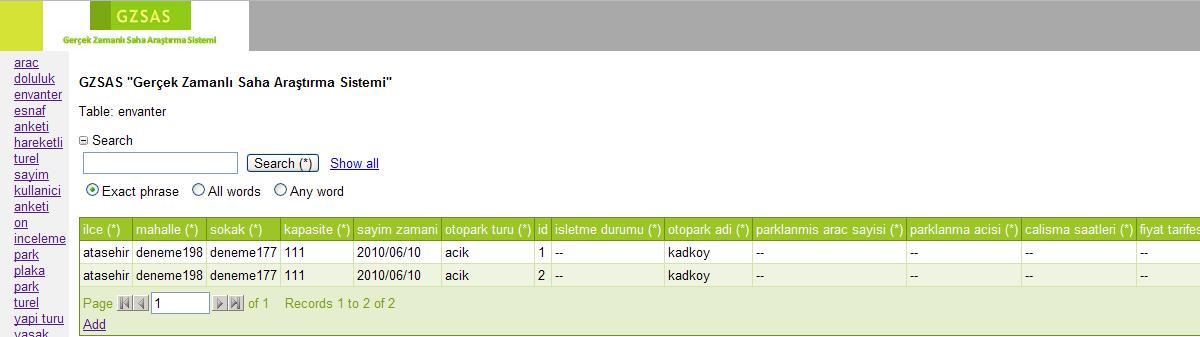 Veri raporlanması gerektiğinde ise envanter_list.php dosyası çağrılarak veriler mysql veritabanının ilgili tablosundan çekilir. ġekil 5.9: Otopark envanter kayıt formu ekranı ve veritabanı tablosu 5.