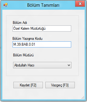 56 ġekil 6.7. Bölüm tanımları ekranı Rol tanımları modülü kullanılarak, Belediye içersinde farklı statülerde bulunan kullanıcılar tanımlanmaktadır.