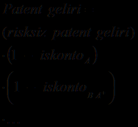 OLASILIKLAR Şimdi beklenen patent gelirini bulmaya çalışıyoruz. Burada riskten arındırılmış patent geliri yasal iskonto ile çarpılmaktadır.