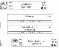 Radyo 79 Bir rradyo veya DAB istasyonunun dinlenmesi Radyo veya DAB modunun seçilmesi Otomatik olarak bir radyo istasyonu aranması Otomatik olarak DAB servis komponenti aranması FM, AM veya DAB