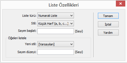 Liste özelliklerini değiştirme Şekil 2.13.: İç içe liste oluşturma Bir liste oluşturduktan sonra, listenin özelliklerini değiştirmek mümkündür.