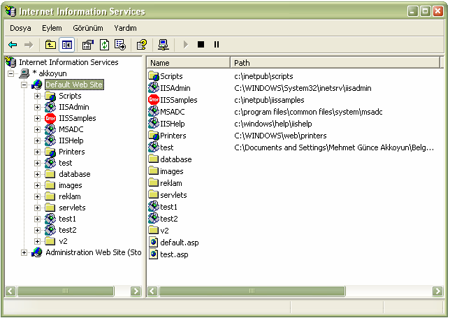 Şekil 4.16. Microsoft Internet Service Manager [Akkoyun, 1997] 4.3.4.1. ASP Dosyalarının İşletilmesi ASP uzantılı dosyaların asp.dll yardımı ile derlendiği bilinmektedir.