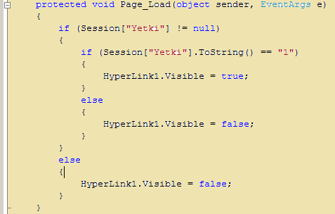 Yönetici yetkisine sahip olan kullanıcıların yönetim sayfalarına ulaģabilmesi için Menü UserControl üne YÖNETĠM adında bir link daha eklenmesi gerekir.