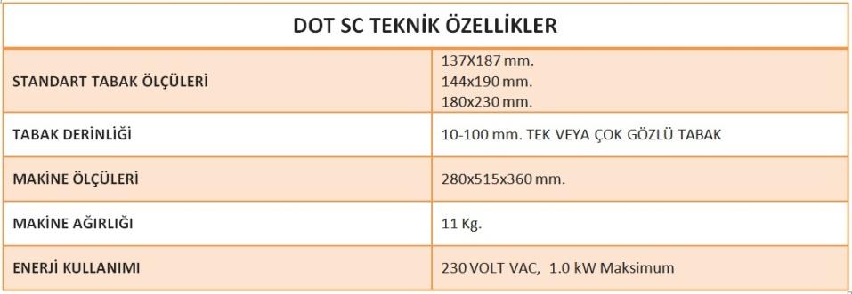 Çok bölmeli tabak kullanımına olanak sağlayan DOT SC, kaynak ve kenar kesmesini aynı anda yapabiliyor. Isıtmalı bıçak ile çapaklara ve hatalı kesimlere son verdik. Film rulosu gövde içine alındı.