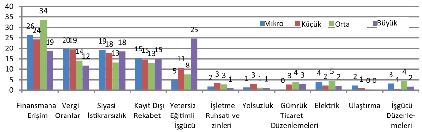 Türkiye Yatırım Ortamının Değerlendirilmesi Raporundan Bazı Bulgular Yatırım Ortamındaki En Önemli Beş Engel (%) Türkiye deki KOBİ lerin Diğer