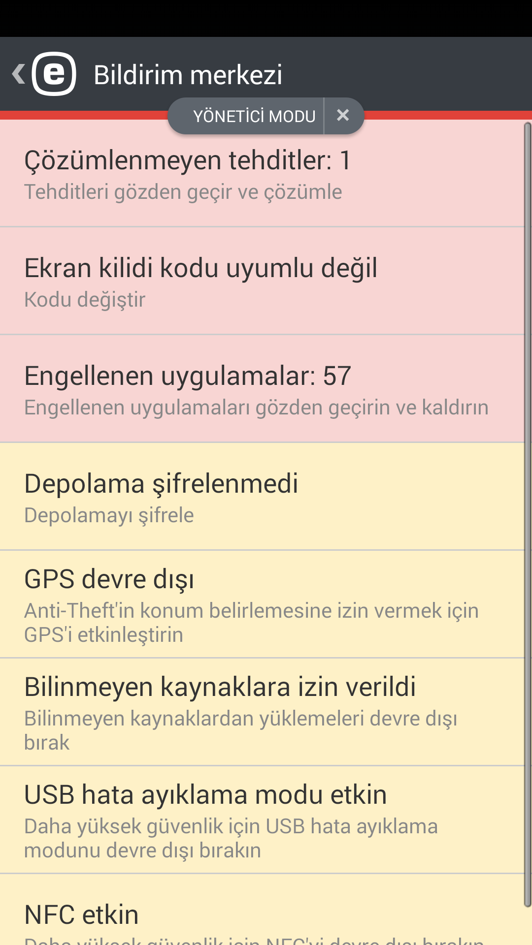 10.2 Aygıt ayarları ilkesi Ayrıca Aygıt Güvenliği Aygıt Ayarları İlkenizi içerir (daha önce Güvenlik denetimi işlevinin parçasıydı); bu ilke, sistem yöneticisine önceden tanımlı aygıt ayarlarını