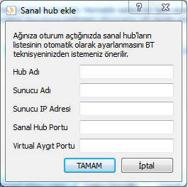 3. Bağlantıları Yönet seçeneğine tıklayın. ActivEngage Sunucusu Bağlantıları iletişim penceresi açılır. Önceden herhangi bir manuel bağlantı kurmadıysanız, liste boştur. 4.