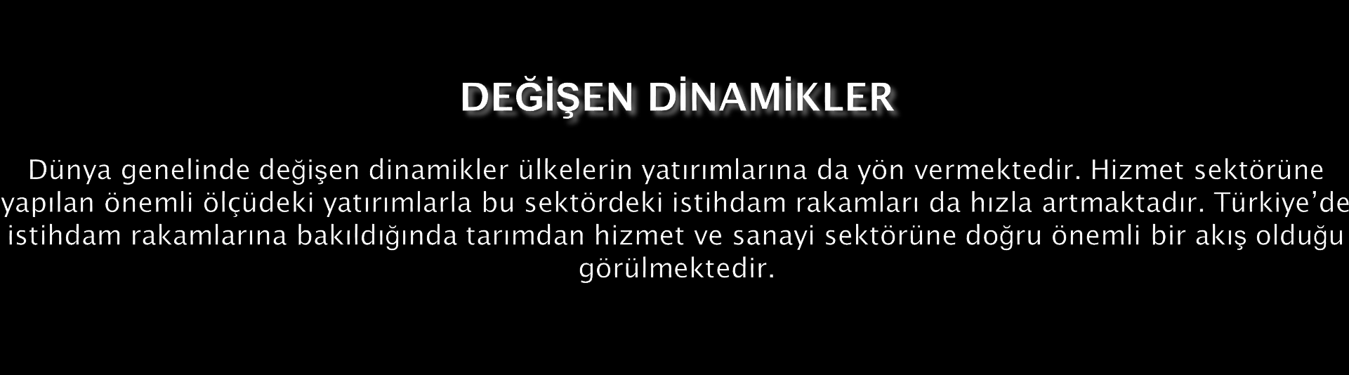 Hizmet sektörü payı 82,80% 86,06% 85,77% 82,45% 78,57% 77,24% 42,56% Türkiye ABD Fransa İtalya Polonya Hindistan Çin