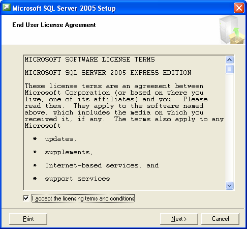 6. Microsoft.Net Framework 2.0 kurulumundan sonra SQL Server 2005 Express Edition kurulumuna başlanabilir. Bunun için CD içerisindeki SQLEXPR.