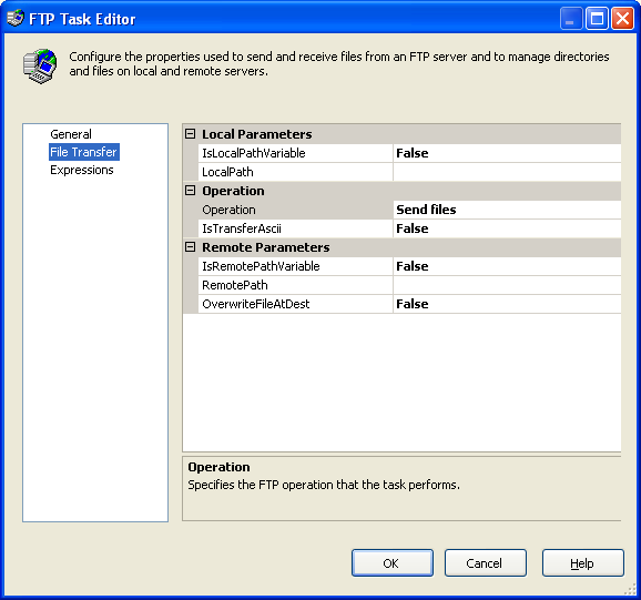 FTP Task Bir ftp server e bağlanıp dosya alış verişi yapılmasını sağlar.