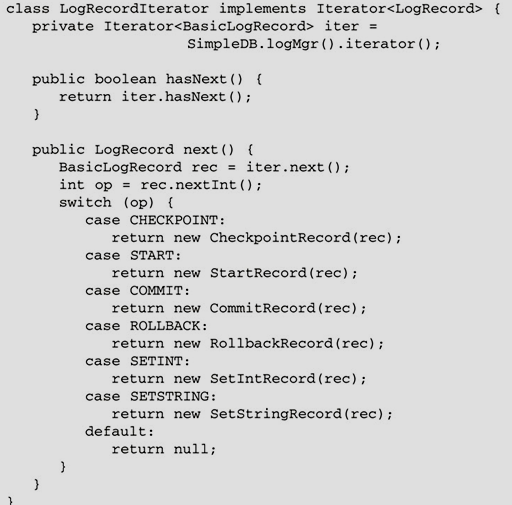 KY-2: Log dosyasındaki kayıtların yeniden okunması (iterate) Örnek: Iterator<LogRecord> iter=new