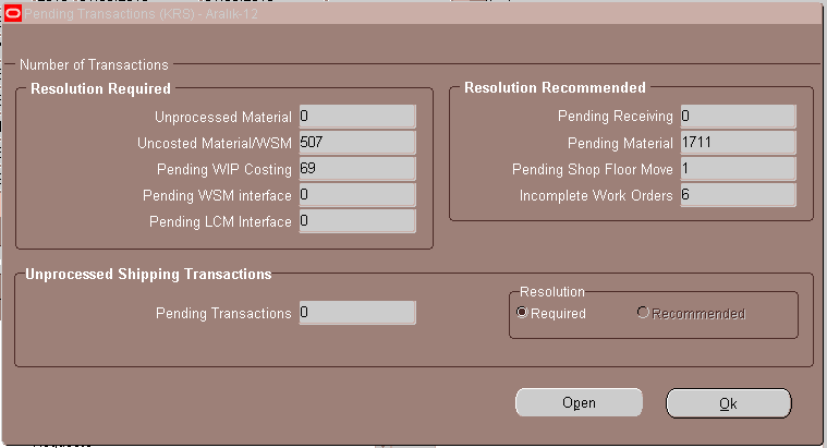 Tricks and Tips for Oracle Applications Pending Transactions için PL/SQL Sorgu Örnekleri Unprocessed Material: SELECT * FROM mtl_material_transactions_temp WHERE organization_id = :p_org_id AND